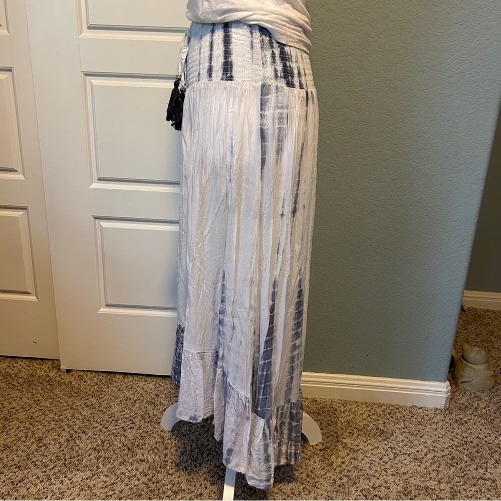 Blue Island Blue and White Tie-Dye Beachy Maxi Skirt - S - Picture 4 of 7